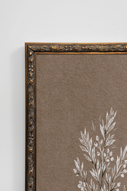 BRANCHE DE LIN I, Oeuvre sur toile étirée, encadré Vintage Bronze