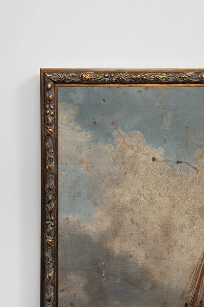 AU GRÉ DU VENT, Rigid canvas artwork, Vintage Bronze frame