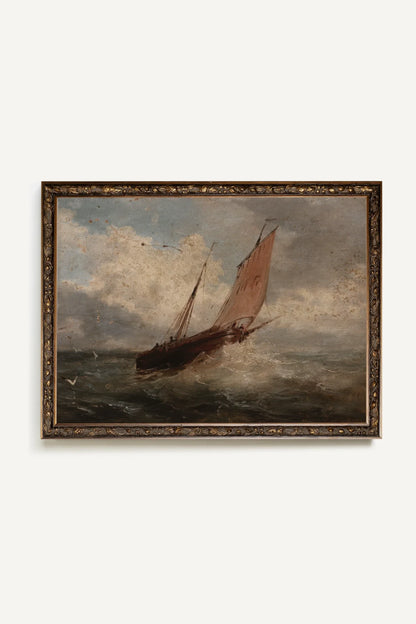 AU GRÉ DU VENT, Rigid canvas artwork, Vintage Bronze frame