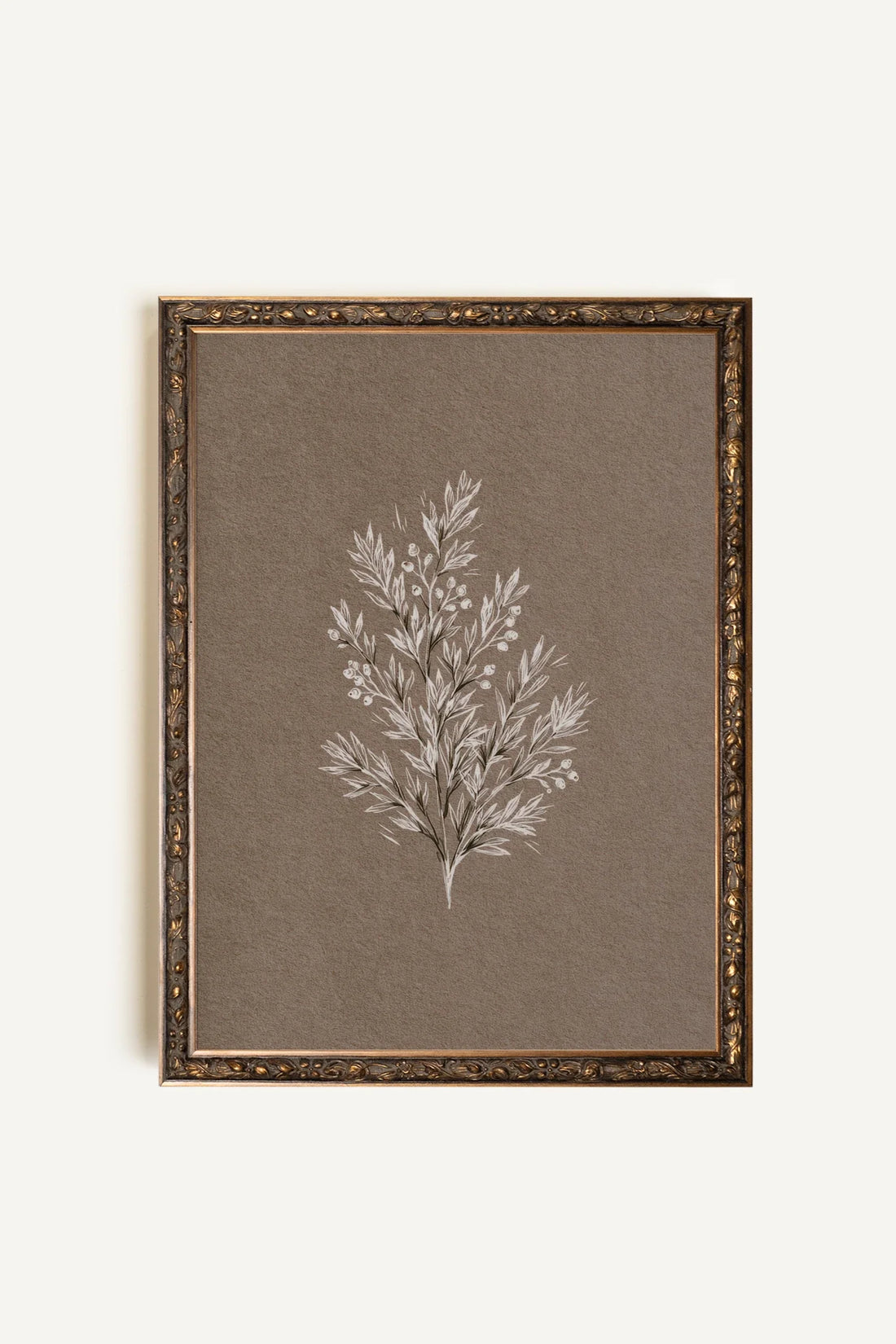 BRANCHE DE LIN I, Oeuvre sur toile étirée, encadré Vintage Bronze