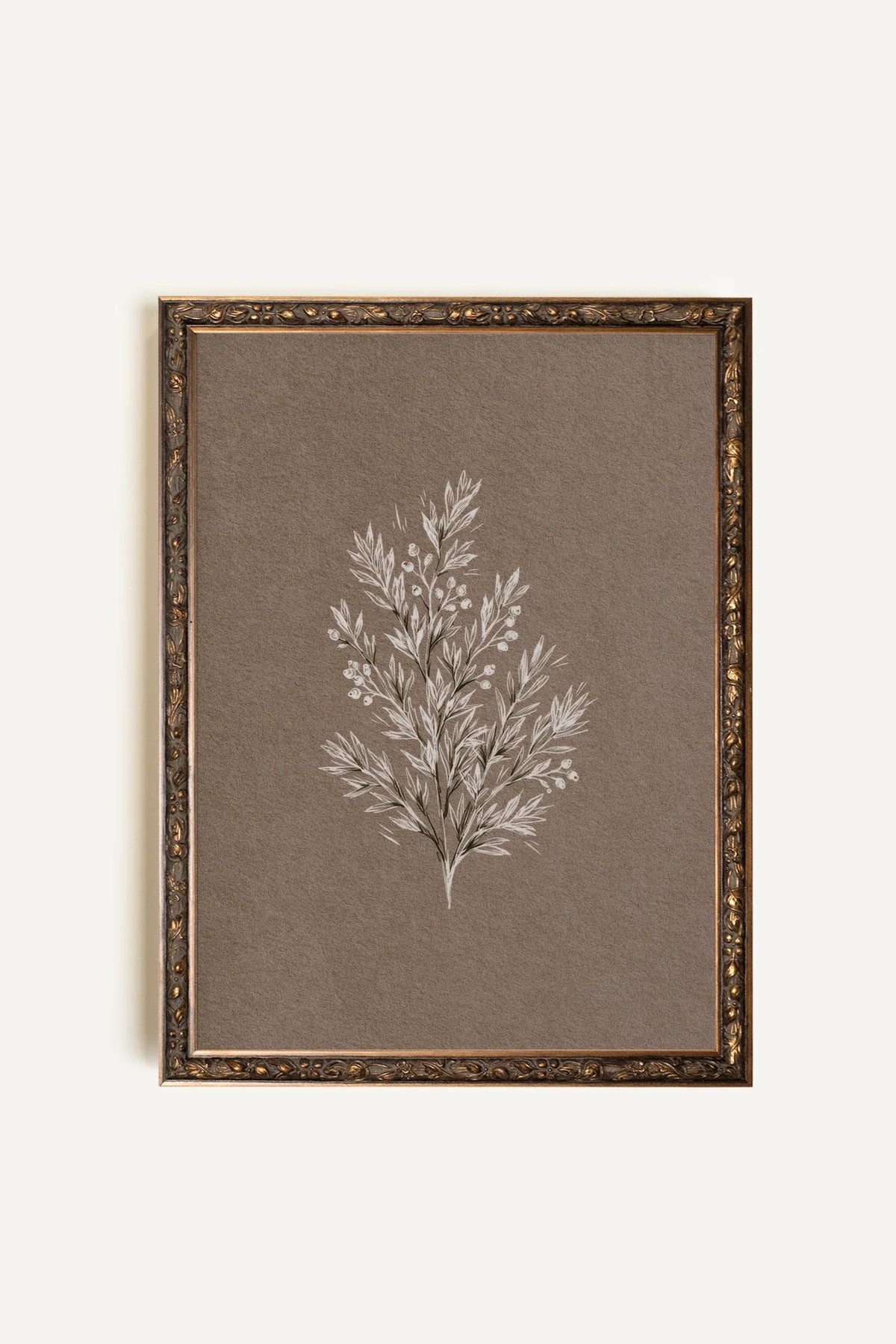 BRANCHE DE LIN I, Oeuvre sur toile étirée, encadré Vintage Bronze