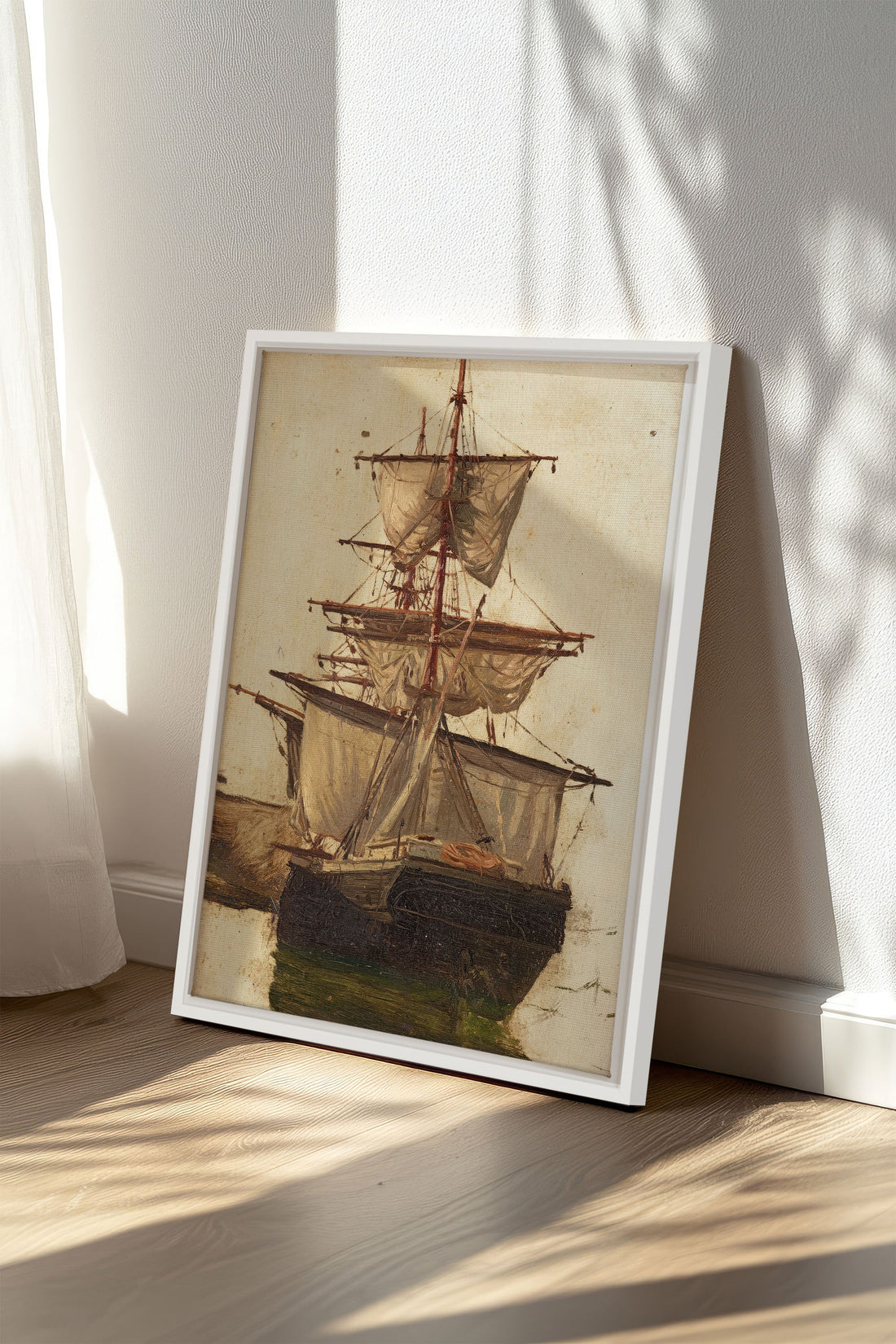 BRISE ANTIQUE, Oeuvre sur toile étirée, encadré Blanc