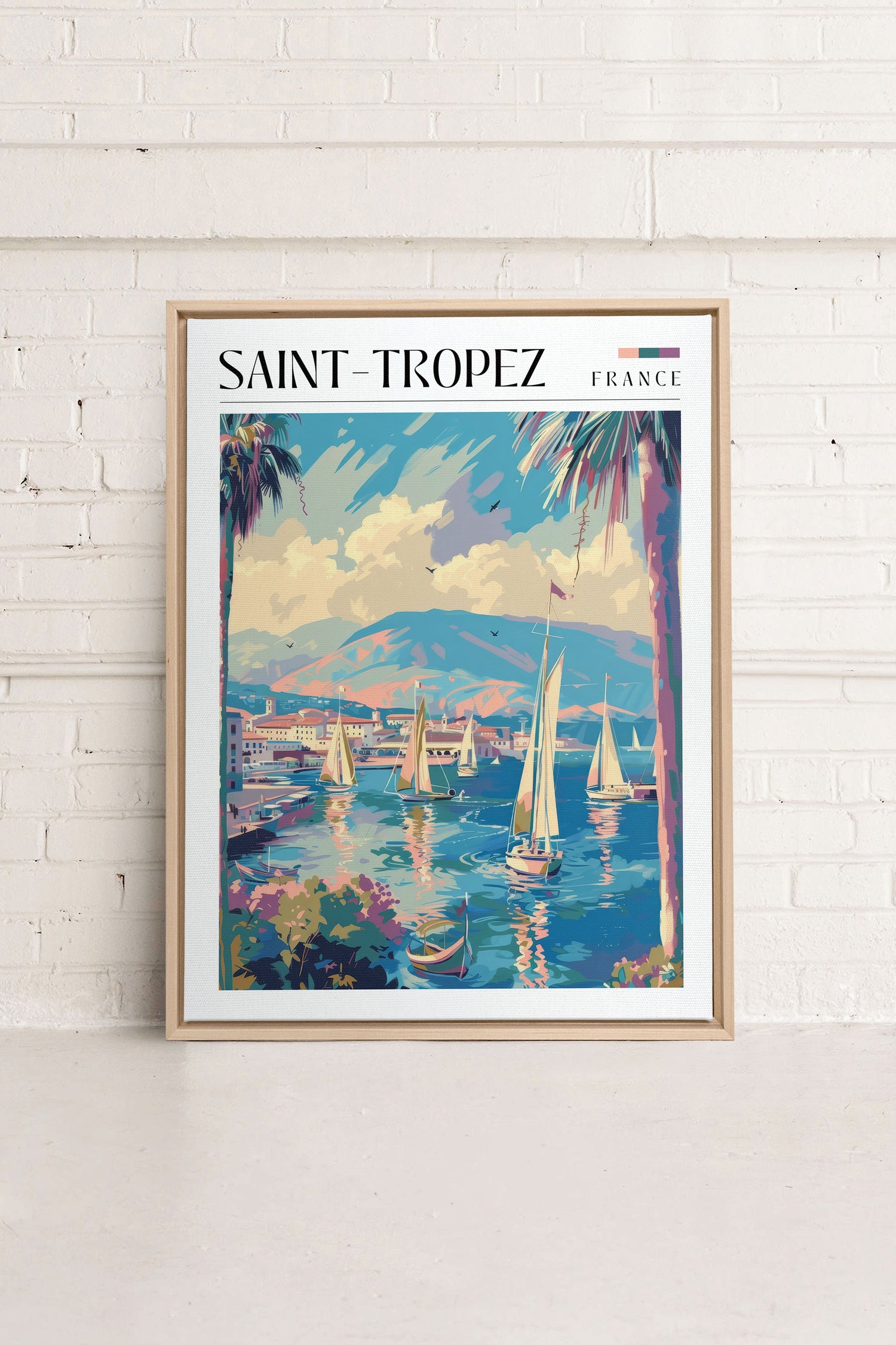 Saint-Tropez, Artwork on stretched canvas, framed Natural Light
