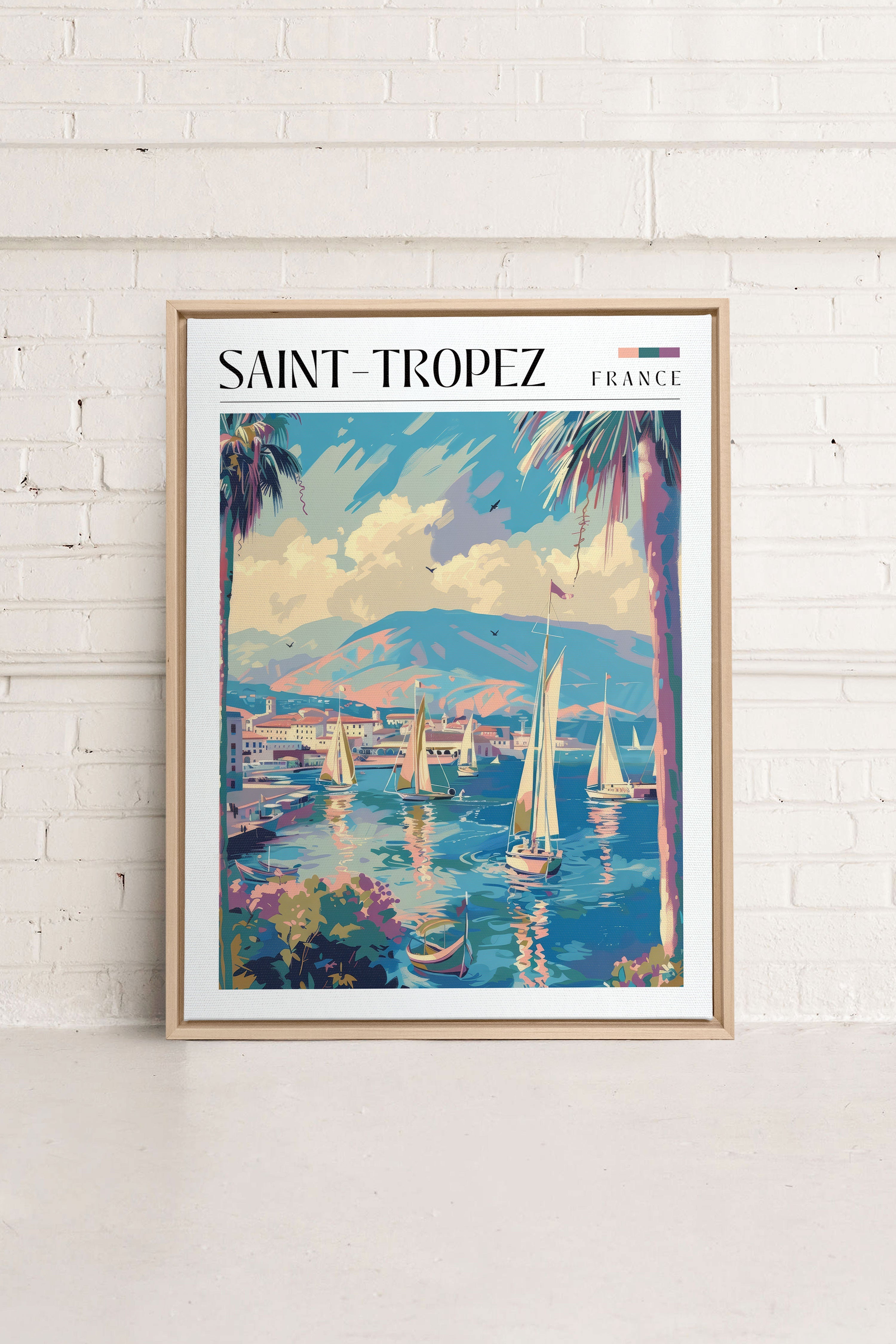 Saint-Tropez, Artwork on stretched canvas, framed Natural Light
