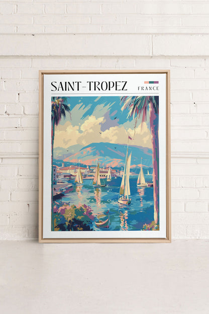 Saint-Tropez, Artwork on stretched canvas, framed Natural Light