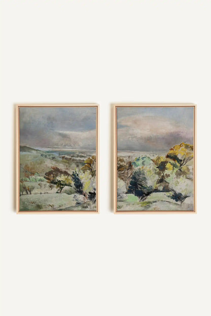 DRIFTING LIGHT DUO, 2 Works on stretched canvas, framed Naturel Clair