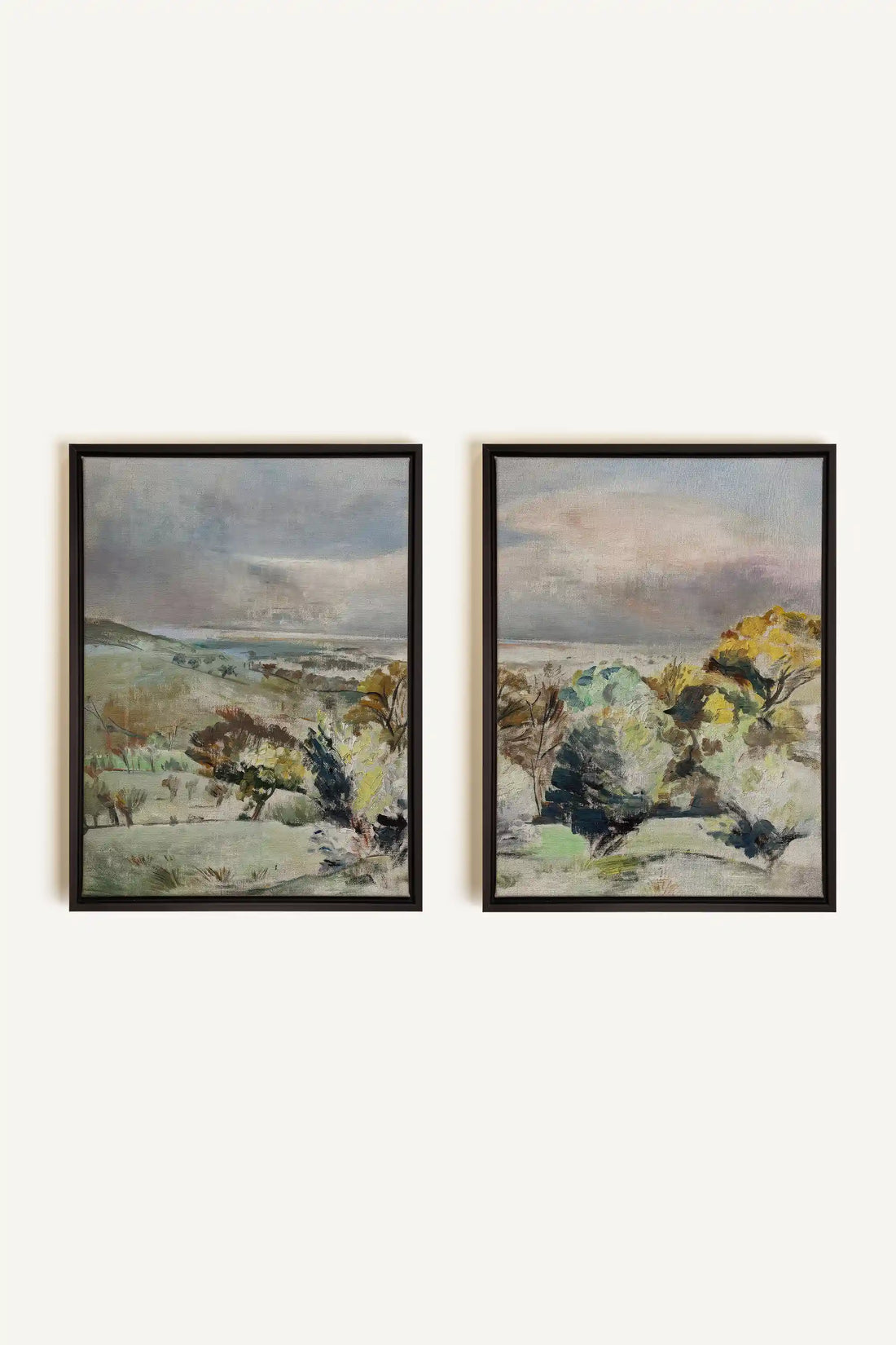 Drifting Light Duo, 2 Oeuvres sur toile étirée, encadré Noir