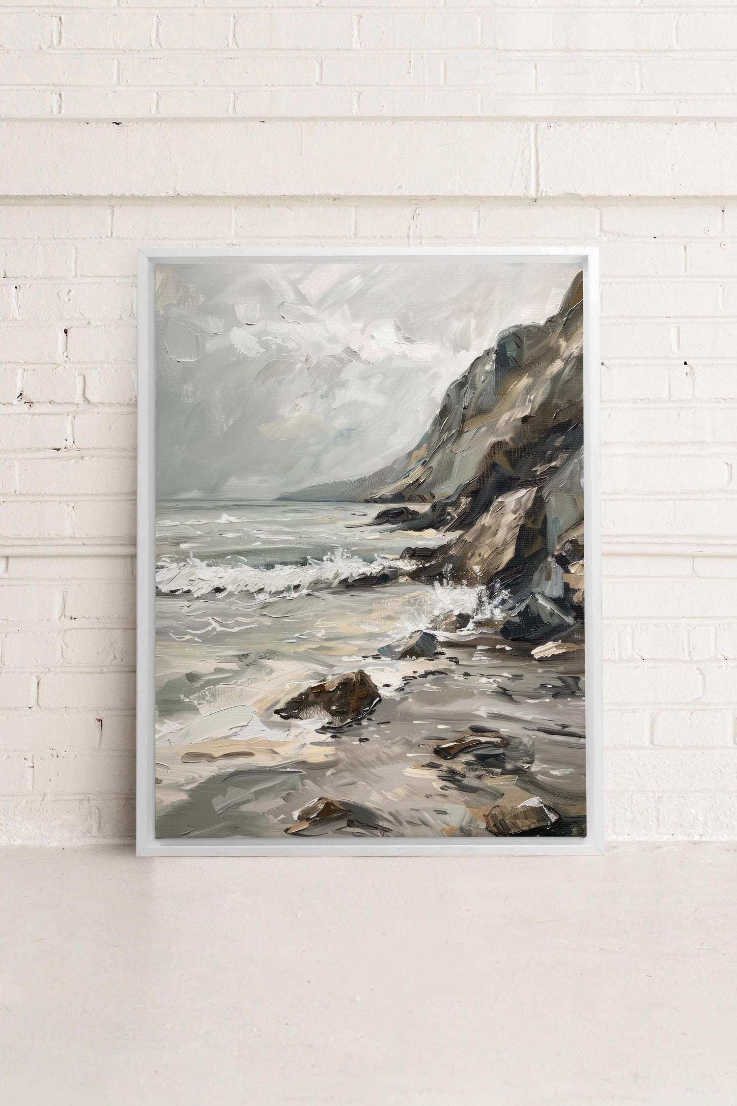 OLEKA CANVAS - SHADED SHORES, Oeuvre sur toile étirée, encadré Blanc