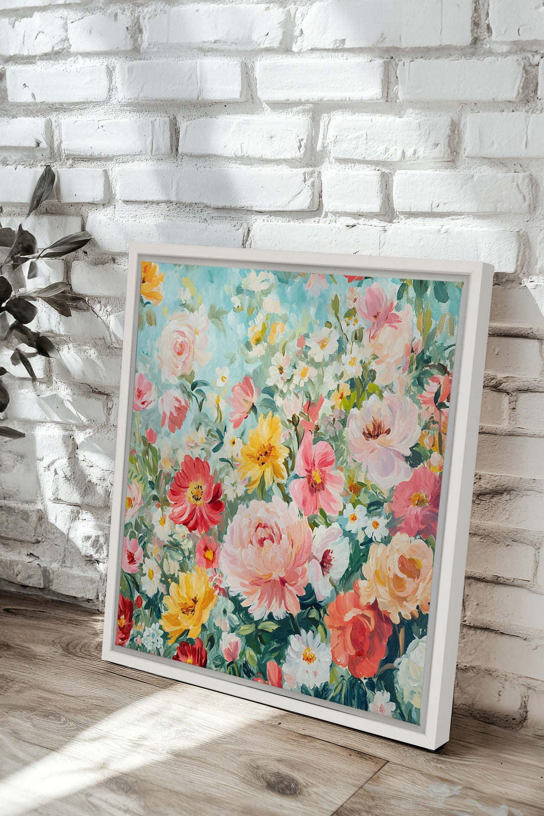 OLEKA CANVAS - ÉCLAT DE SAISON, Oeuvre sur toile étirée, encadré Blanc