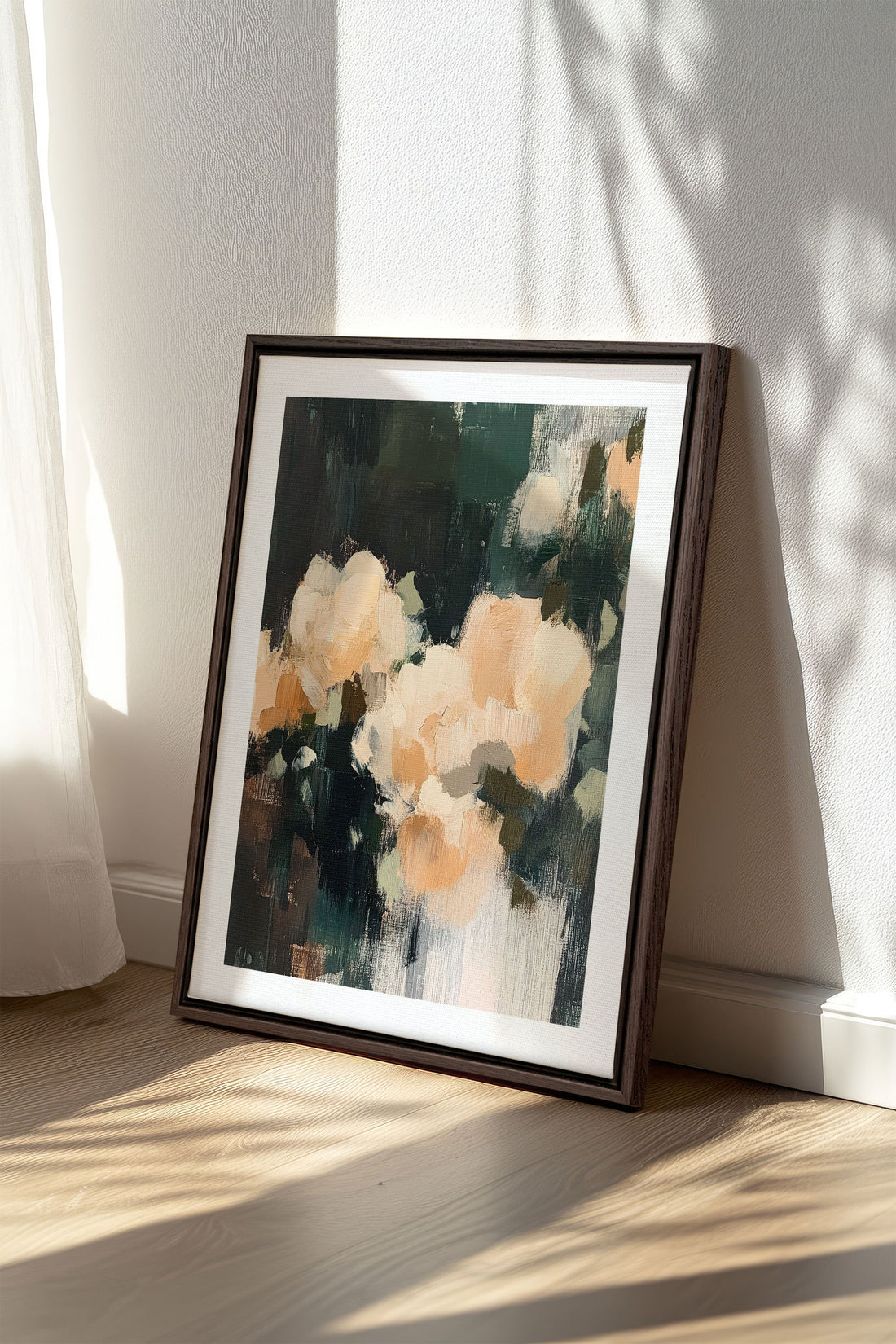 OLEKA CANVAS - RÊVES PASTELS, Oeuvre sur toile étirée, encadré Brun Noyer