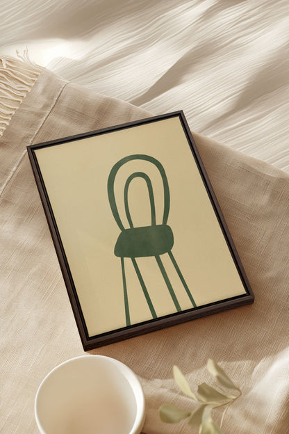 OLEKA CANVAS - THE GREEN CHAIR, Oeuvre sur toile étirée, encadré Brun Noyer