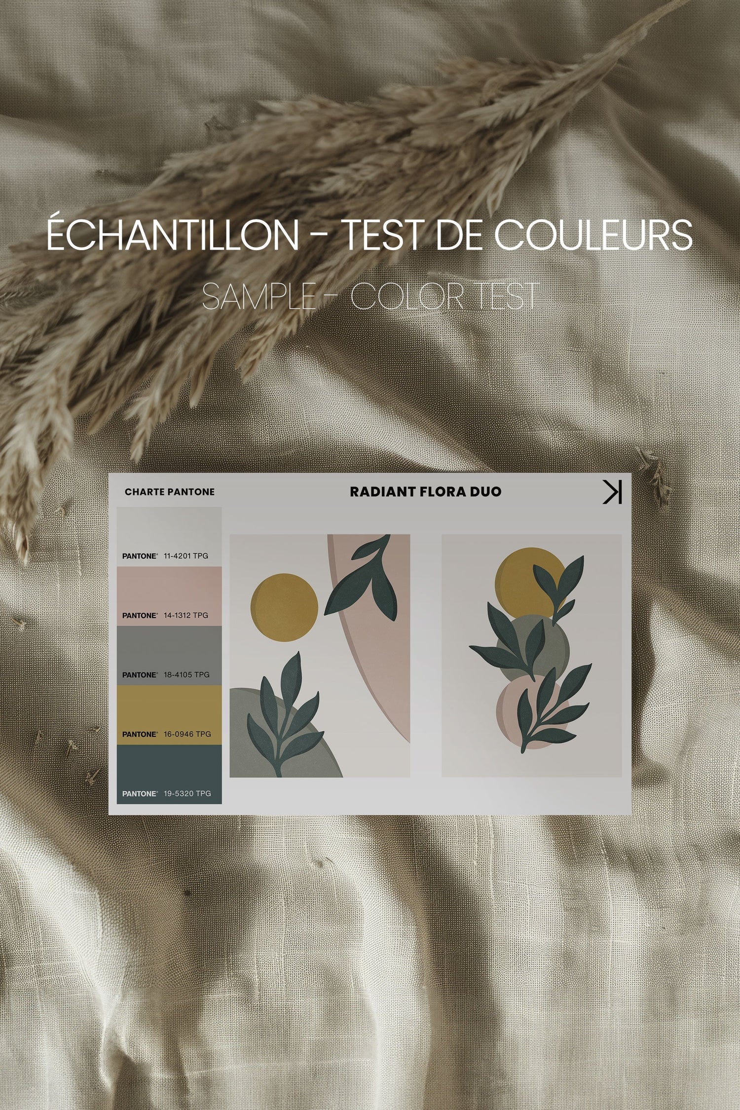 OLEKA CANVAS - RADIANT FLORA DUO, 2 Oeuvres sur toile étirée, encadré Blanc