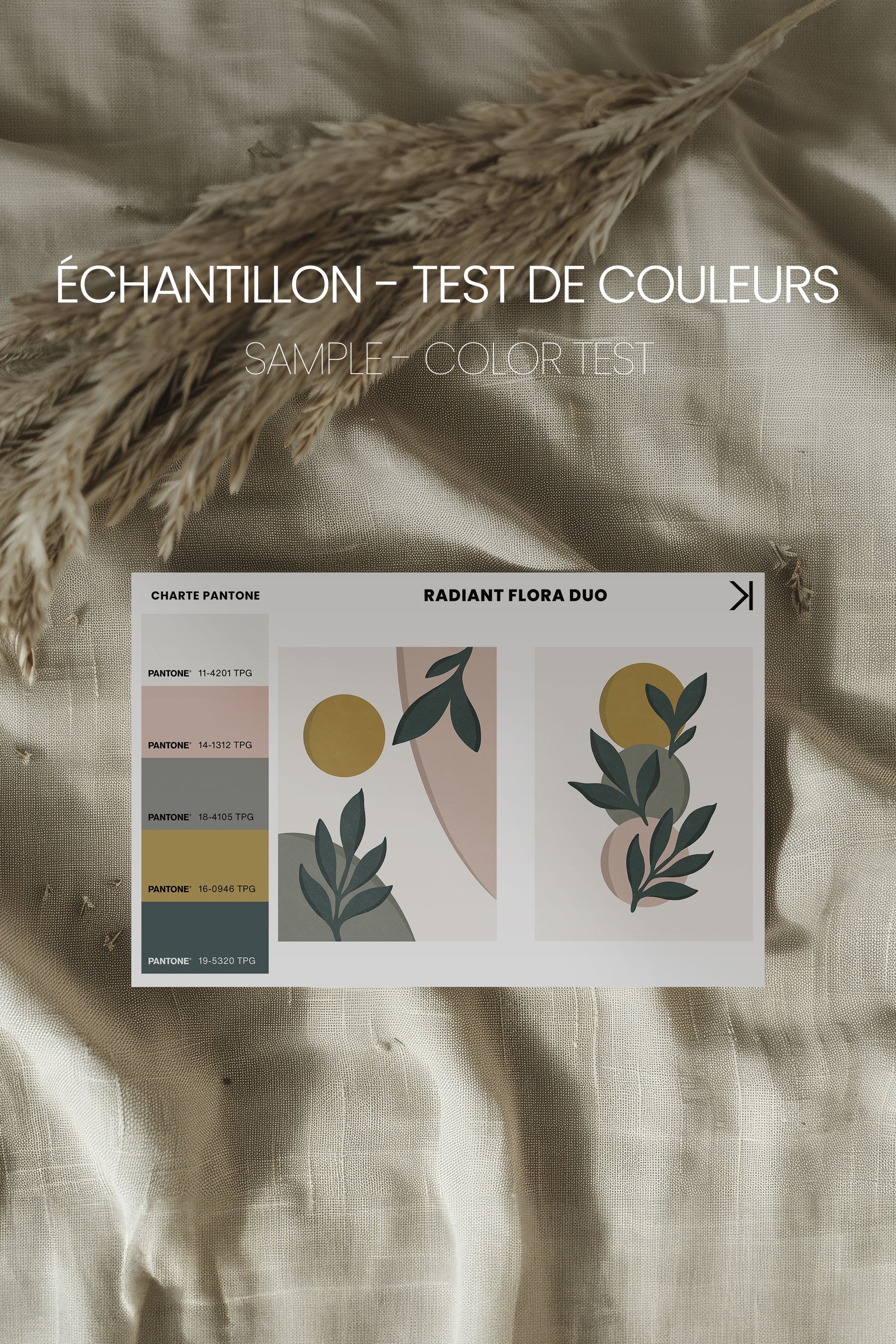 OLEKA CANVAS - RADIANT FLORA DUO, 2 Oeuvres sur toile étirée, encadré Blanc