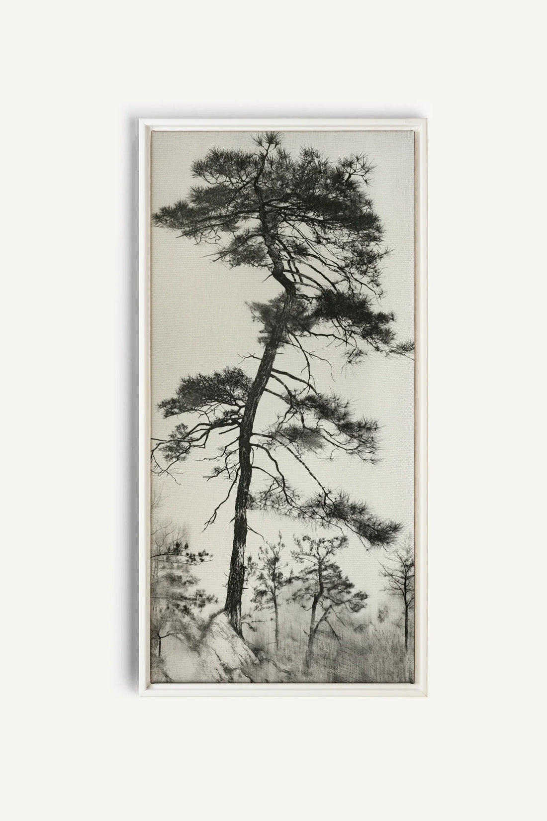 PIN SOLITAIRE, Oeuvre sur toile étirée, encadré Blanc