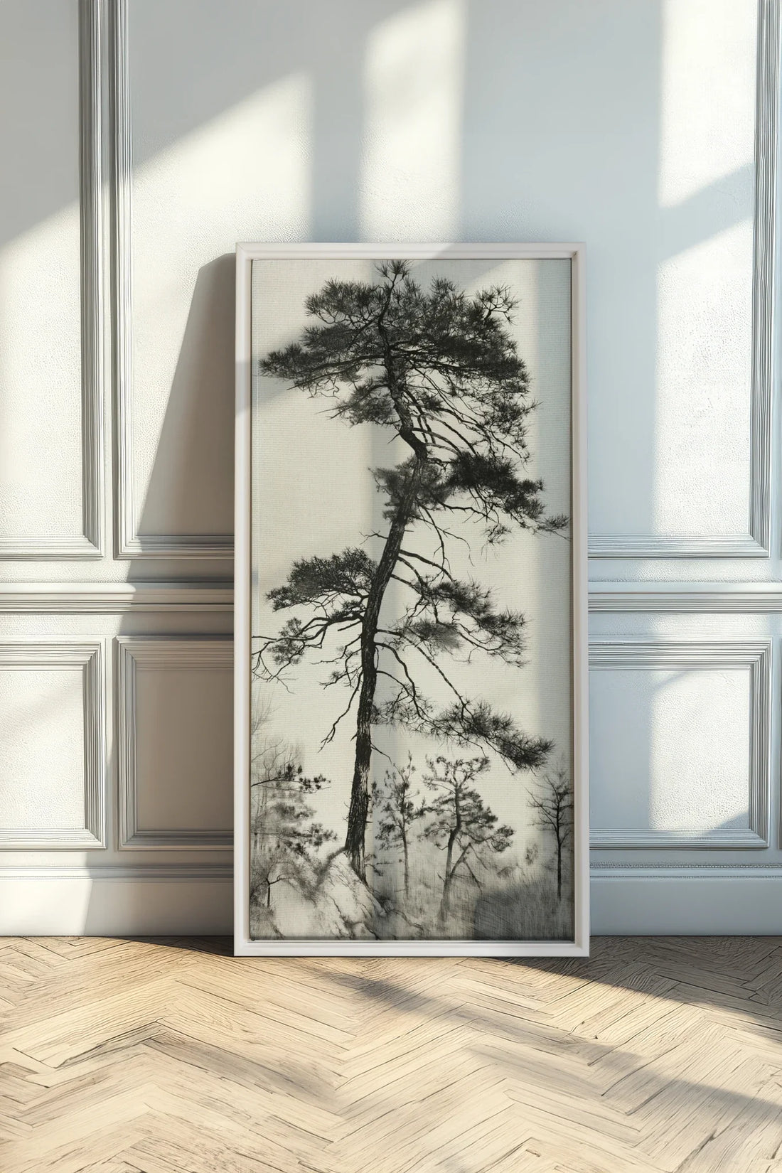 PIN SOLITAIRE, Oeuvre sur toile étirée, encadré Blanc