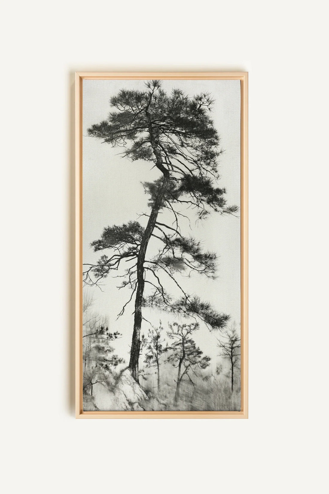 PIN SOLITAIRE, Oeuvre sur toile étirée, encadré Naturel Clair