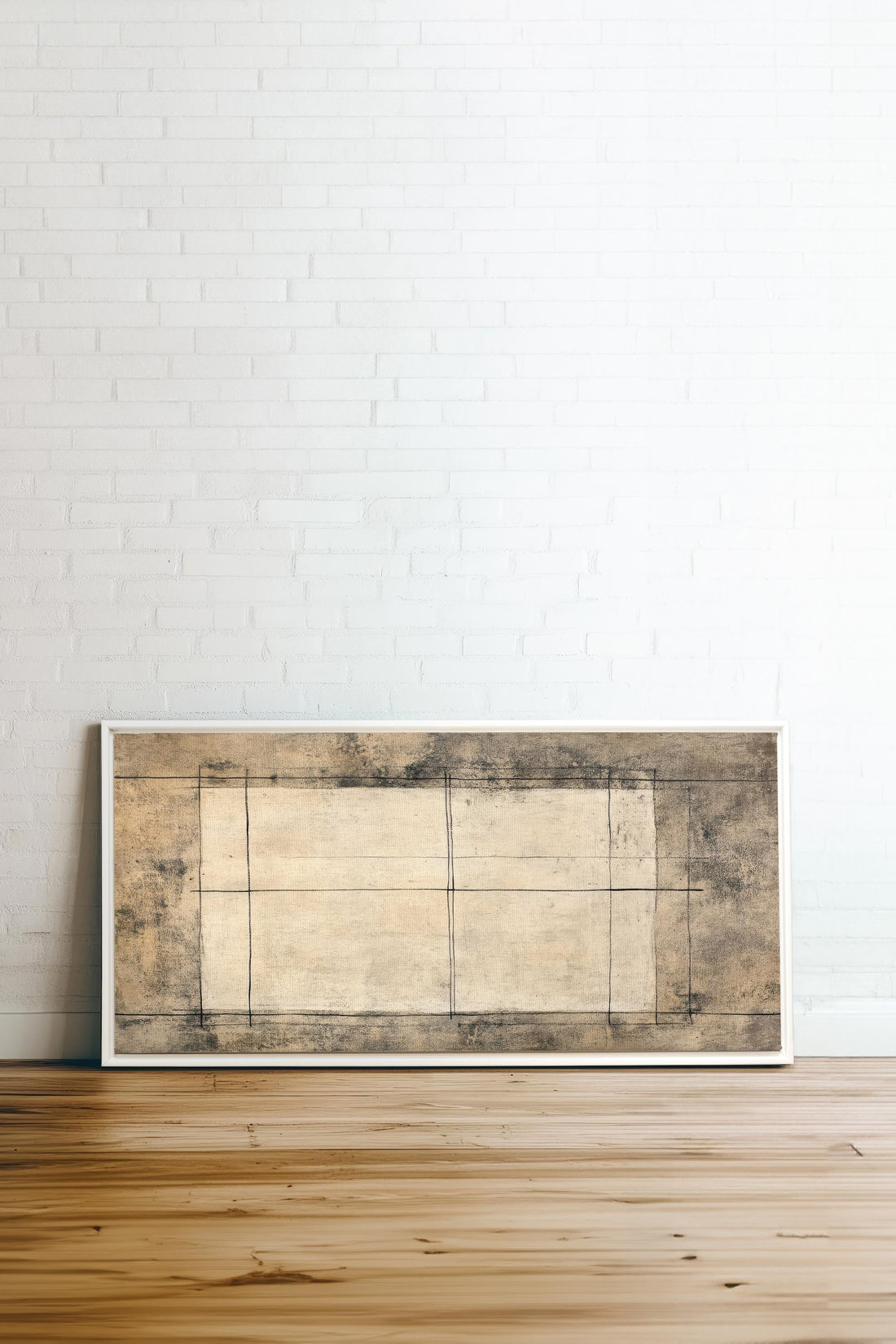 OLEKA CANVAS - ANCIENT LINES, Oeuvre sur toile étirée, encadré Blanc
