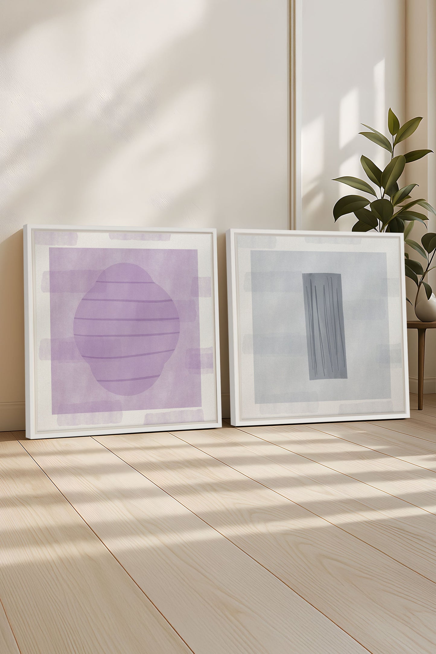 CONTRASTED CALM DUO (2 works on stretched canvas)