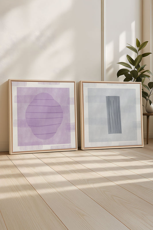 DUO CALME CONTRASTÉ (2 Oeuvres sur toile étirée)