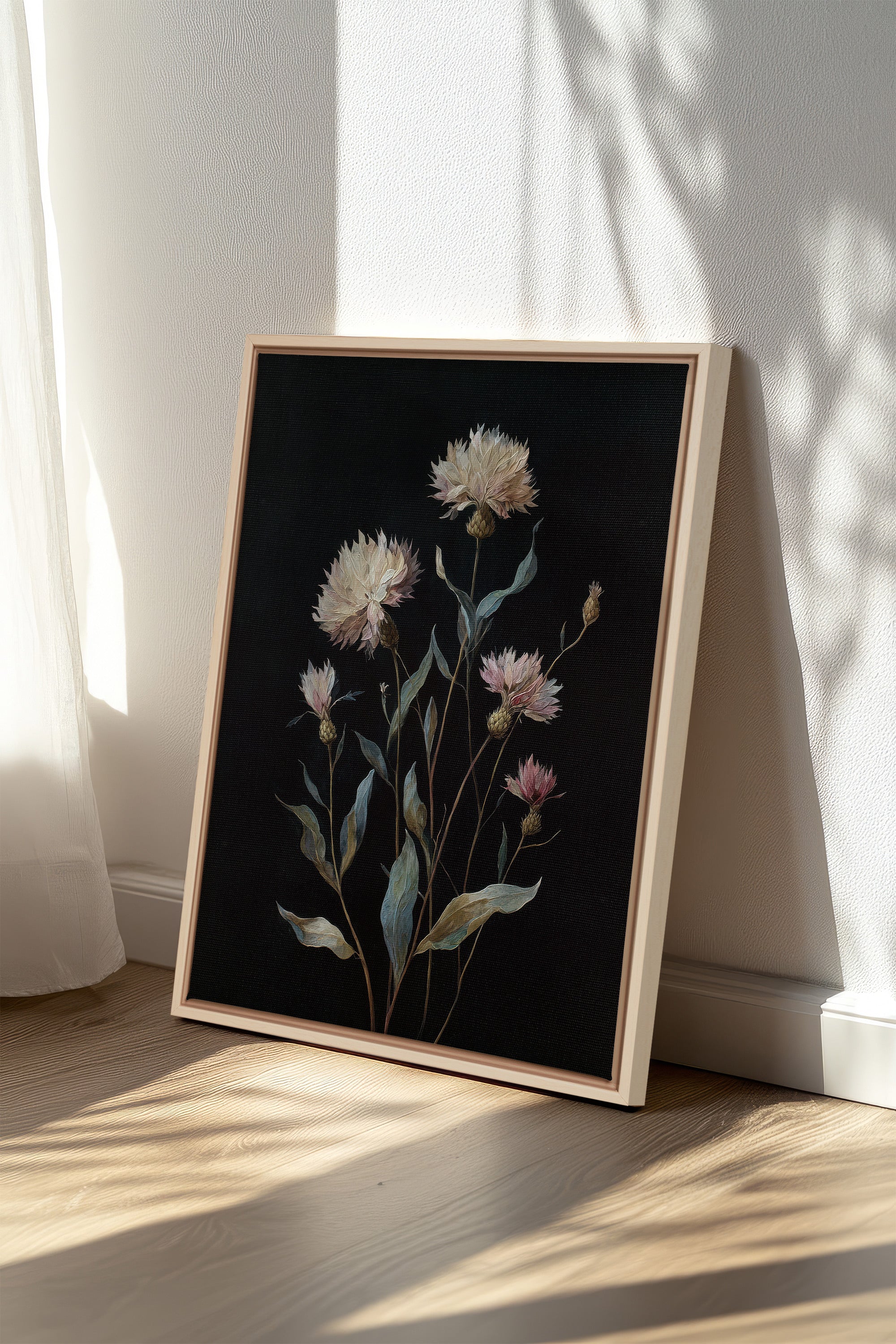BLUSH FLORA, Oeuvre sur toile étirée, encadré Naturel Clair