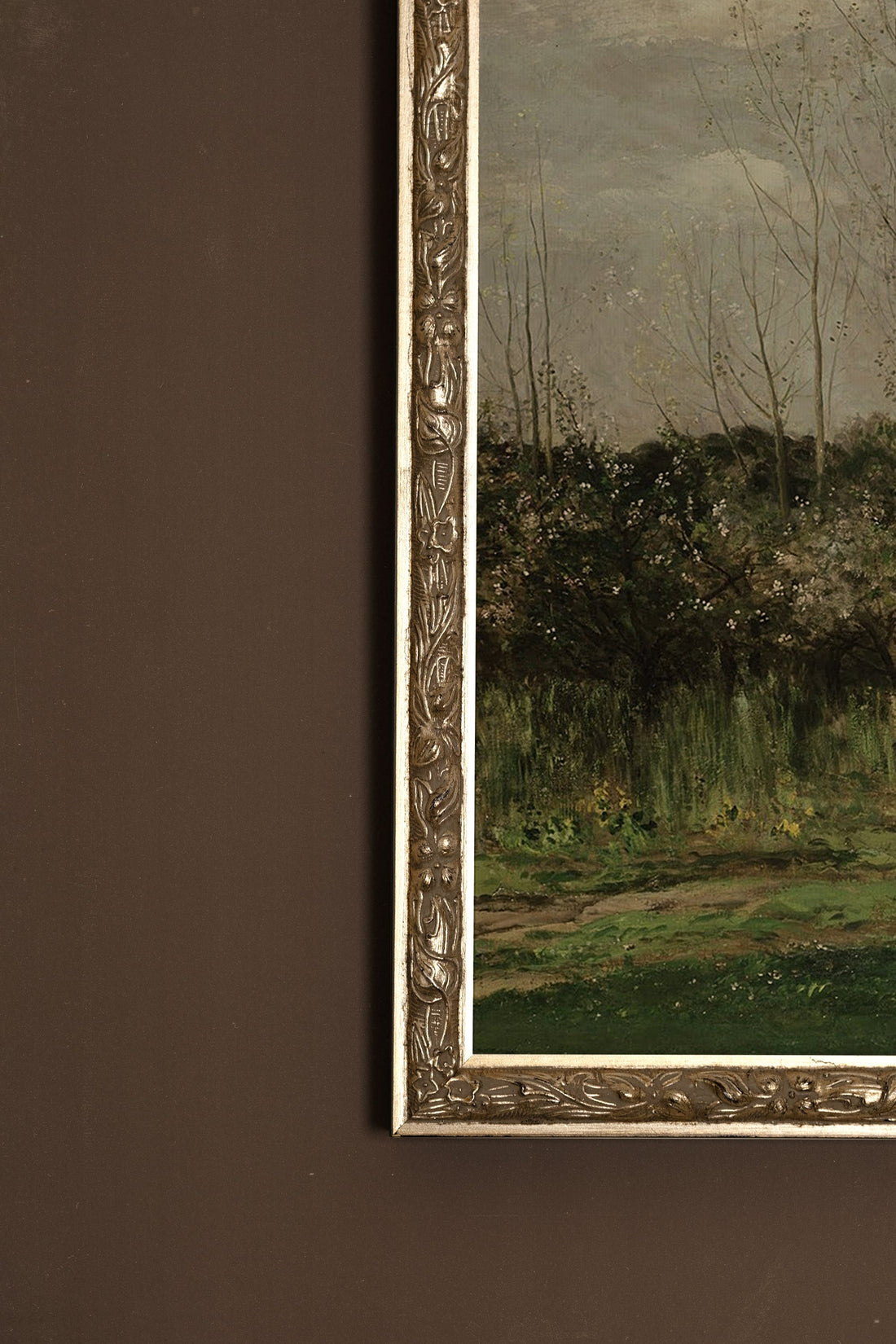 LES AMANTS DU VENT, Artwork on rigid canvas, framed Vintage Silver