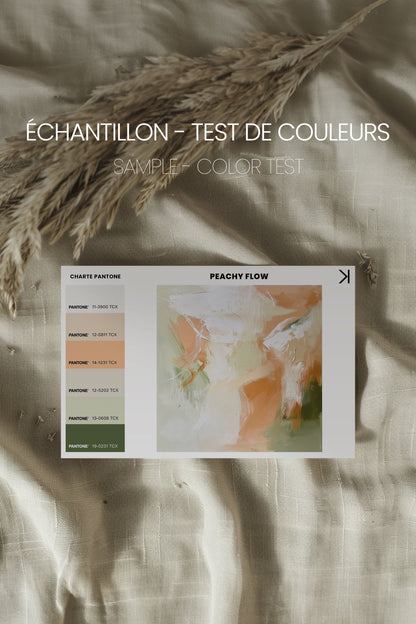 OLEKA CANVAS - PEACHY FLOW, Oeuvre sur toile étirée, encadré Brun Chêne