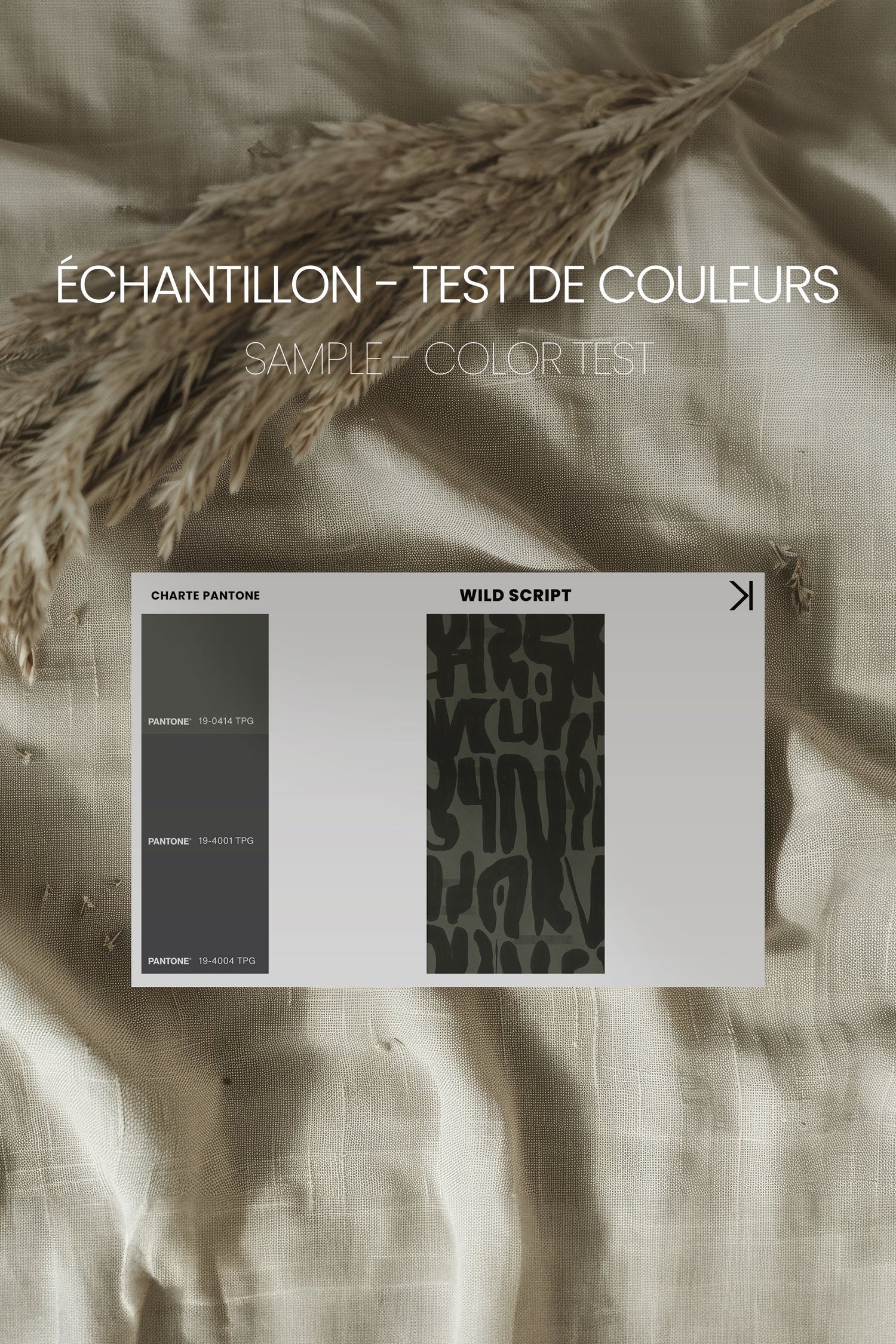 OLEKA CANVAS - WILD SCRIPT, Oeuvre sur toile étirée, encadré Brun Noyer