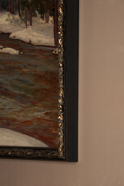 MELTING STREAM, Work on stretched canvas, framed Vintage Bronze