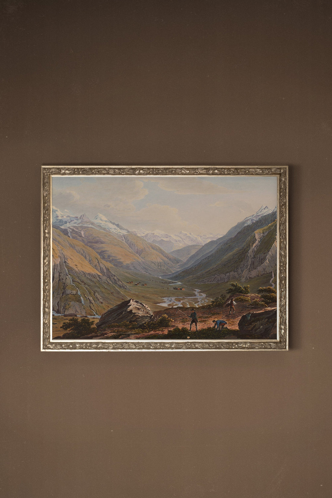 MONTS ÉTERNELS, Artwork on stretched canvas, framed Vintage Silver