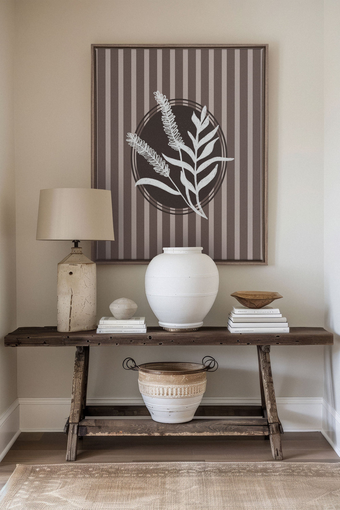 OLEKA CANVAS - NATURAL STROKES, Oeuvre sur toile étirée, encadré Brun Chêne