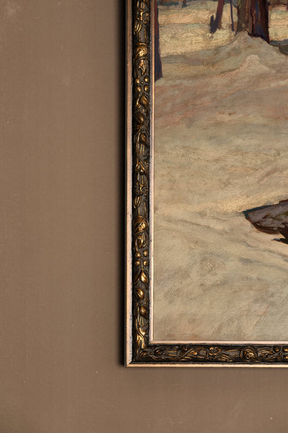 MELTING STREAM, Work on stretched canvas, framed Vintage Bronze