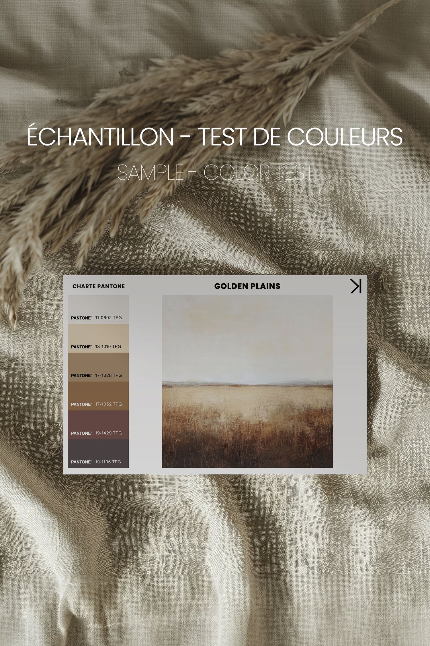 OLEKA CANVAS - GOLDEN PLAINS, Oeuvre sur toile étirée, encadré Noir