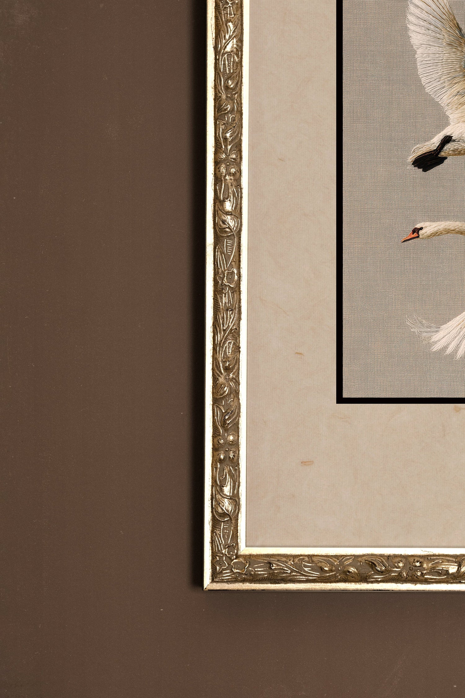 VOL ÉTERNEL, Artwork on rigid canvas, framed Vintage Silver