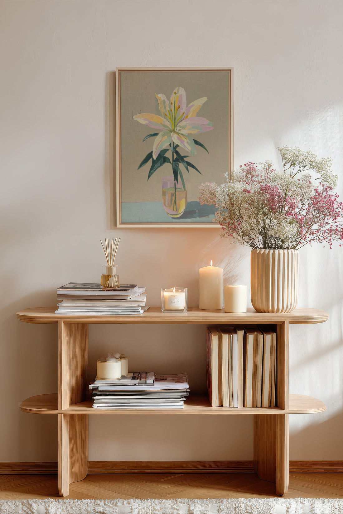 ETERNAL LILY, Oeuvre sur toile étirée, encadré Naturel Clair