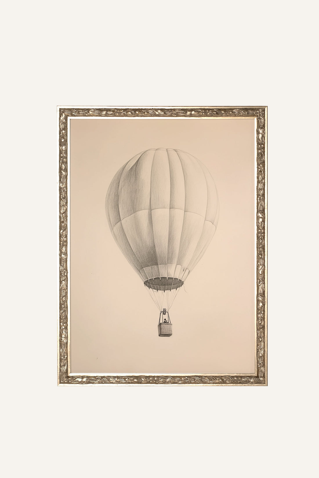 RÊVE AÉRIEN, Artwork on stretched canvas, framed Vintage Silver