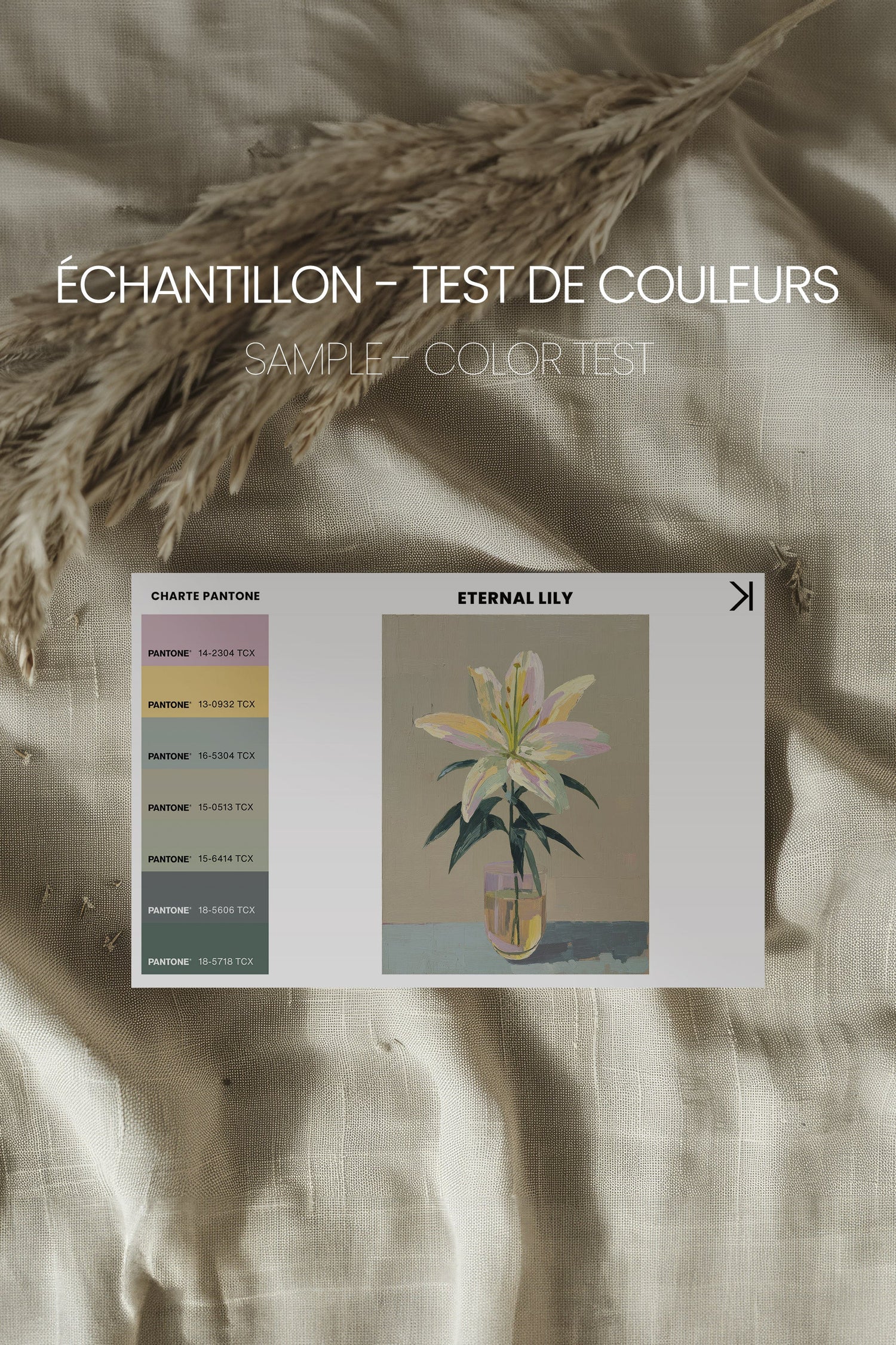 ETERNAL LILY, Oeuvre sur toile étirée, encadré Brun Noyer