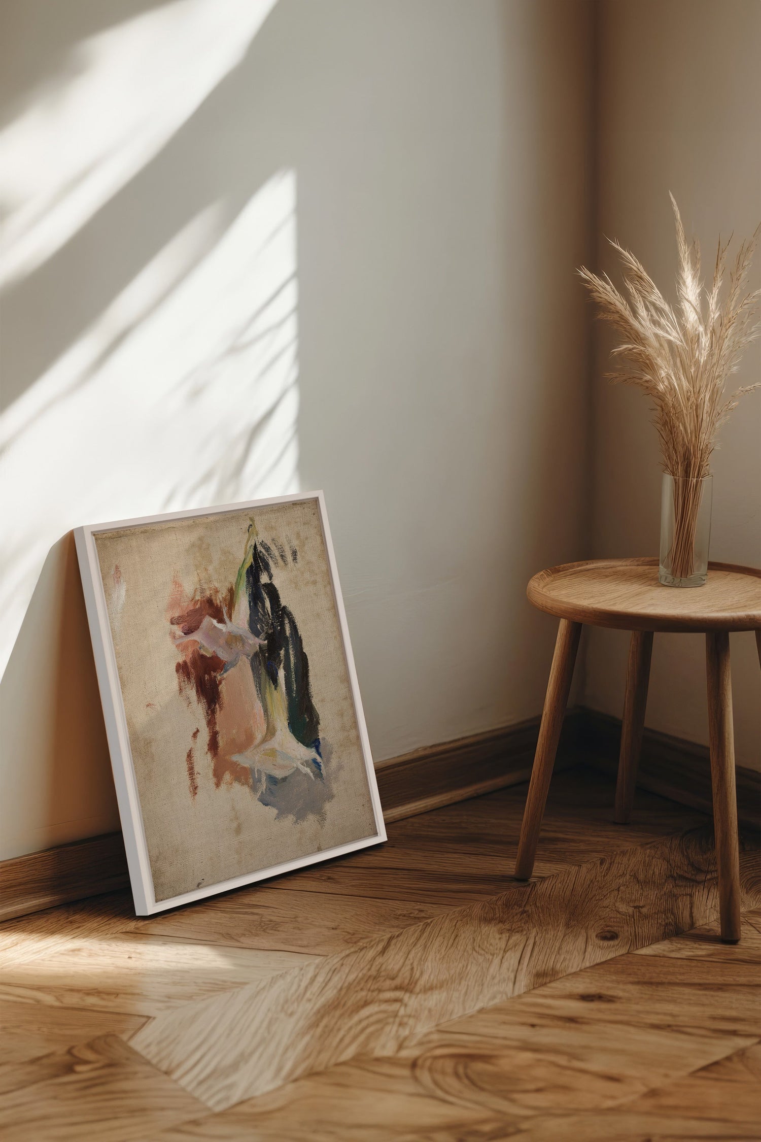 ORGANIC TRACE, Artwork on stretched canvas, framed in white