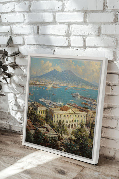 OLEKA CANVAS - BAY OF GOLD, Oeuvre sur toile étirée, encadré Blanc