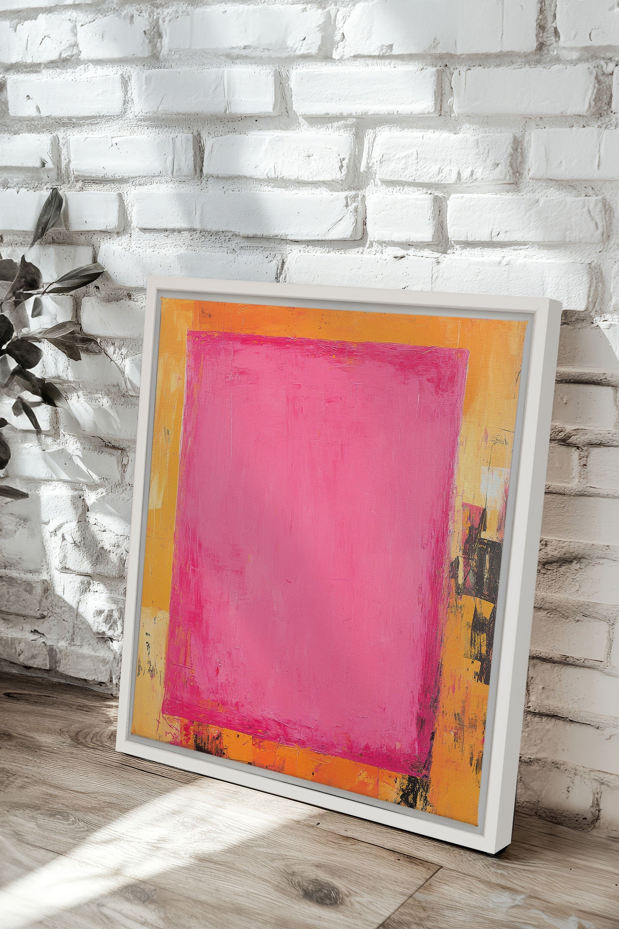 OLEKA CANVAS - COLOR BLAZE, Oeuvre sur toile étirée, encadré Blanc