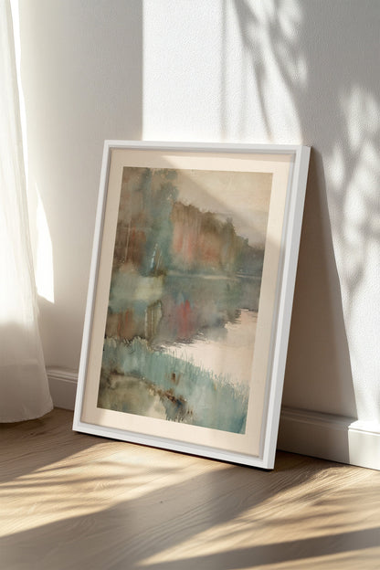 ÉCHO DU LAC, Oeuvre sur toile étirée, encadré Blanc