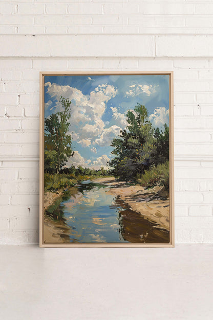 OLEKA CANVAS - CREEK MIRAGE, Oeuvre sur toile étirée, encadré Naturel Clair