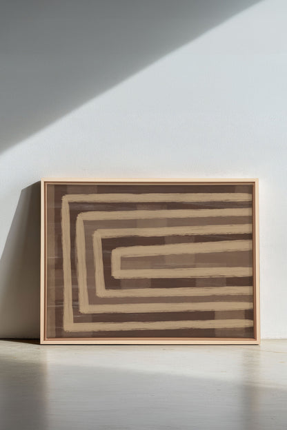OLEKA CANVAS - GOLDEN MAZE, Oeuvre sur toile étirée, encadré Naturel Clair
