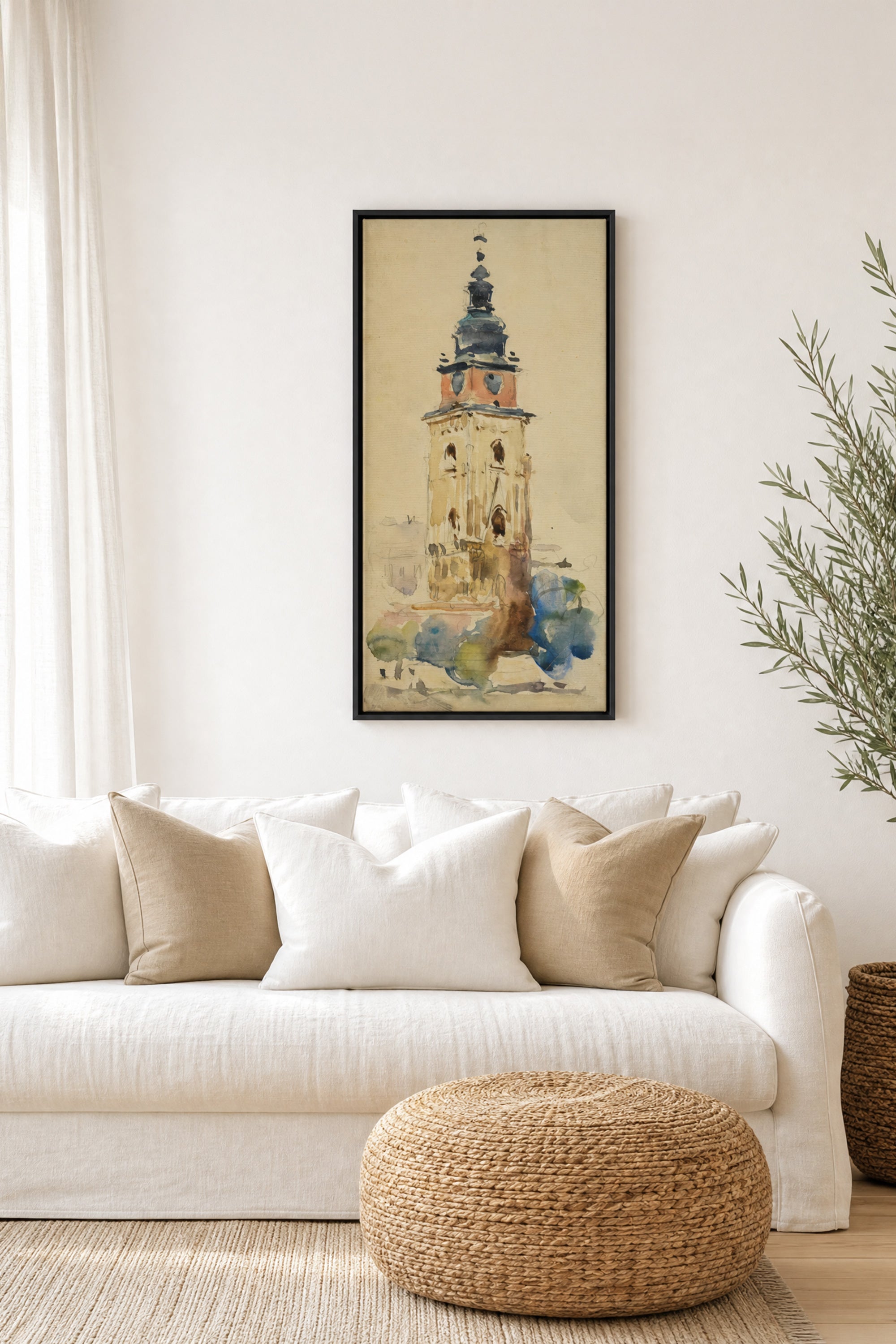 ANCIENT TOWER, Oeuvre sur toile étirée, encadré Noir