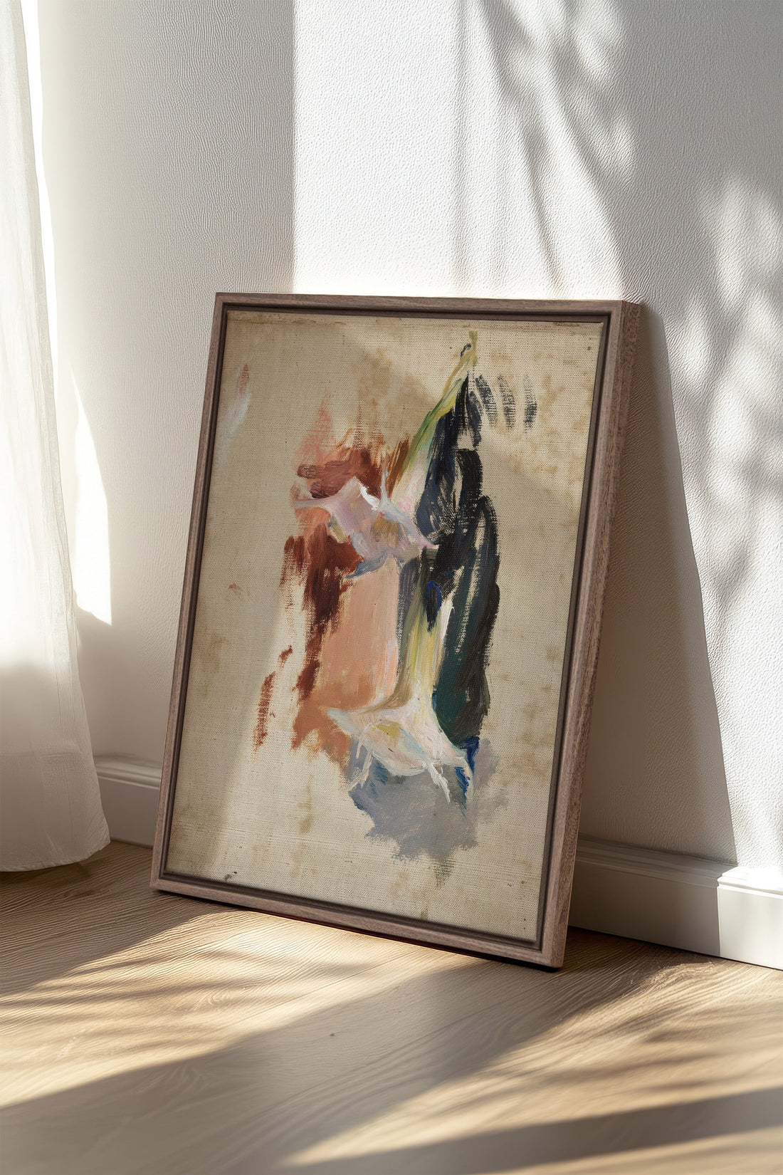 ORGANIC TRACE, Oeuvre sur toile étirée, encadré Brun Chêne