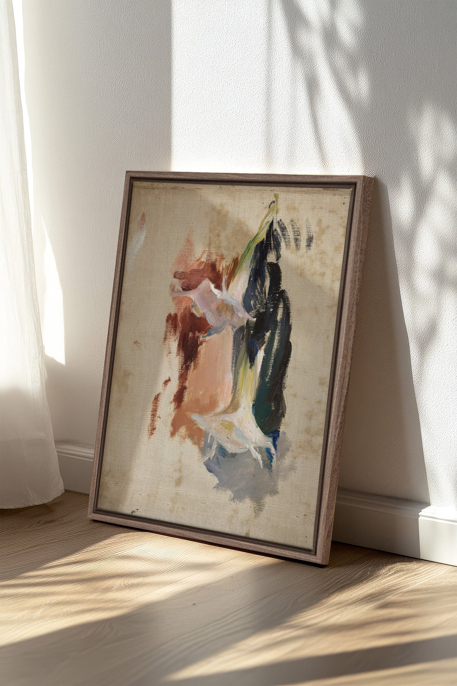ORGANIC TRACE, Oeuvre sur toile étirée, encadré Brun Chêne
