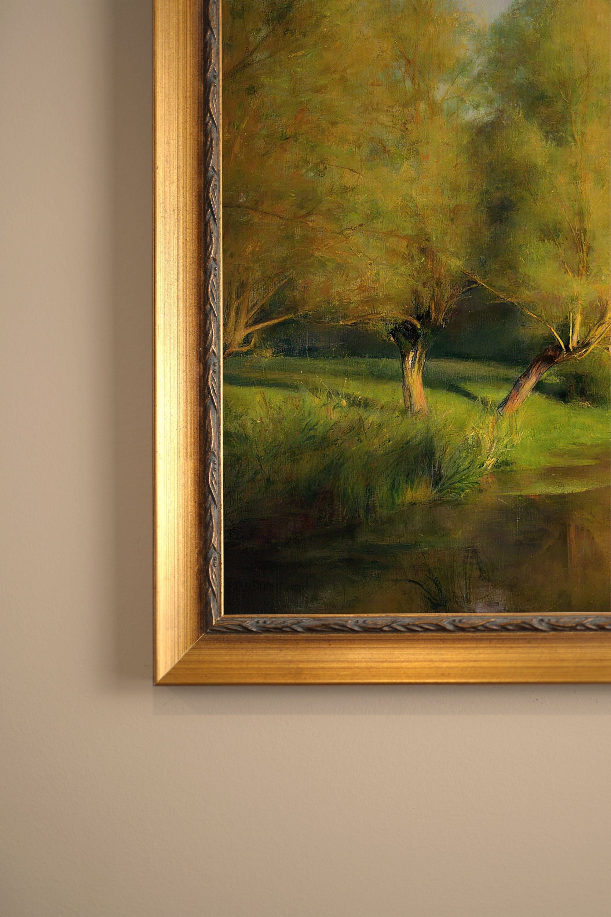 DOUCEUR DU SOIR, Oeuvre sur toile rigide, encadré Vintage Or