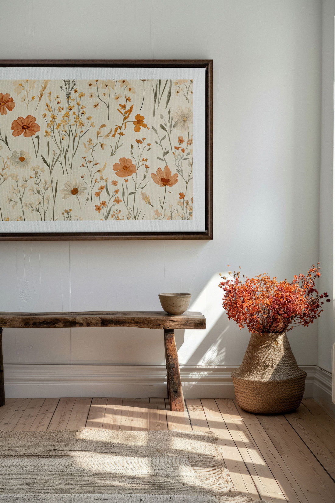OLEKA CANVAS - AUTUMN GARDEN, Oeuvre sur toile étirée, encadré Brun Noyer