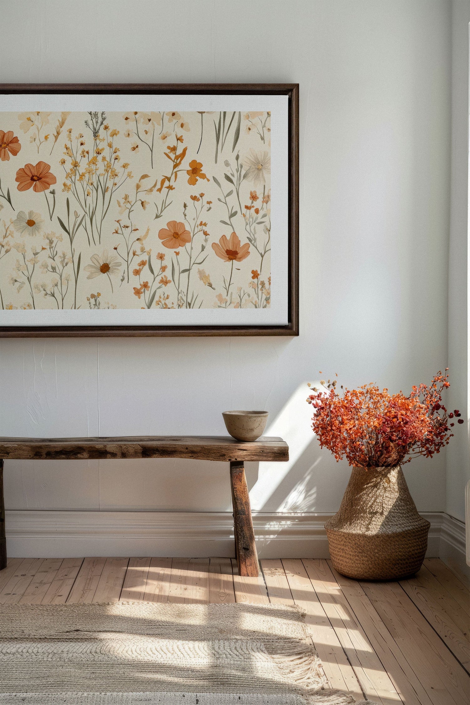 OLEKA CANVAS - AUTUMN GARDEN, Oeuvre sur toile étirée, encadré Brun Noyer