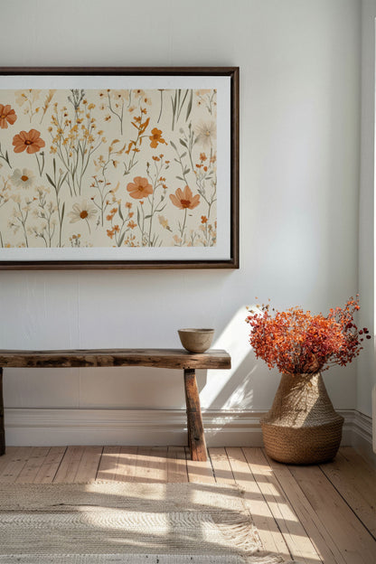OLEKA CANVAS - AUTUMN GARDEN, Oeuvre sur toile étirée, encadré Brun Noyer