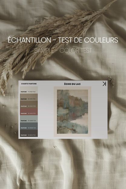 ÉCHO DU LAC, Oeuvre sur toile étirée, encadré Brun Noyer